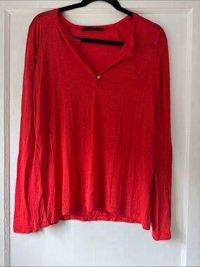 Animale Red Long-Sleeve Henley Top